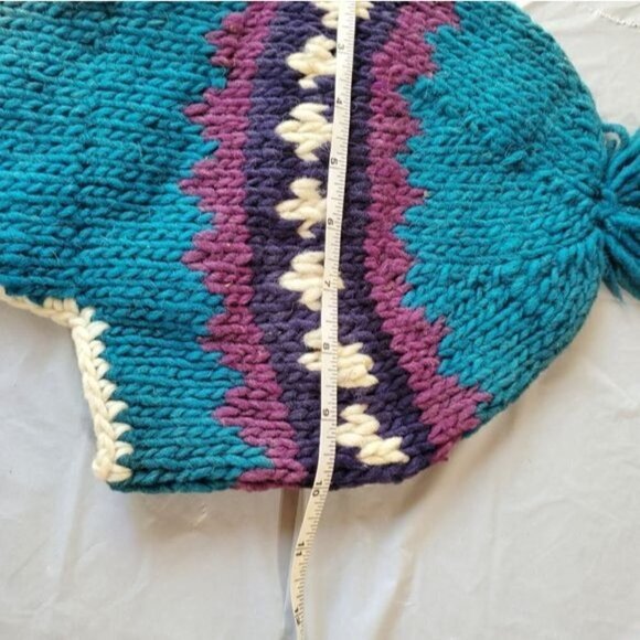 Vintage Handmade Knitted Hat with Ear Flaps and Tassels - Picture 3 of 5